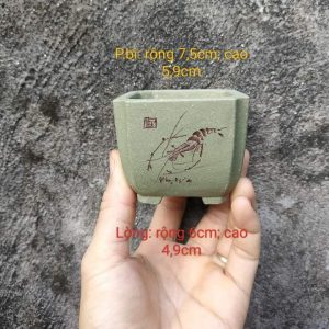 Chậu tử sa vuông thủ công, vát góc; size nhỏ V002