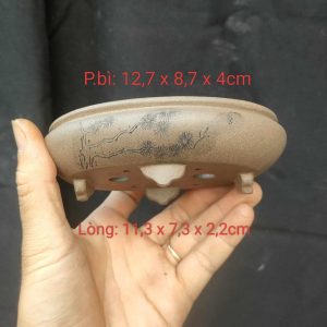Chậu oval cạn điêu khắc thủ công OV005