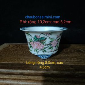 Chậu tròn miệng loe vẽ tay; gam màu tươi sáng; size nhỏ (T067)