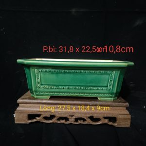 Chậu chữ nhật cốt gốm phủ men rạn 3D, vát góc CN008