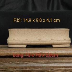 Chậu chữ nhật cạn, chấm bi màu xám CN002