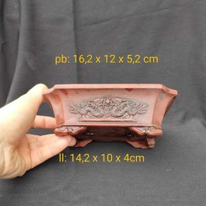 Chậu chữ nhật họa tiết dập nổi; lưỡng long chầu nguyệt T010