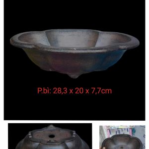 Chậu bầu dục tử sa; chế tác mô phỏng cánh hoa BD010