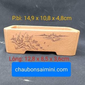 Chậu chữ nhật điêu khắc thủ công CN016
