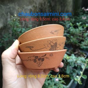 Chậu tử sa điêu khắc thủ công; size nhỏ T011