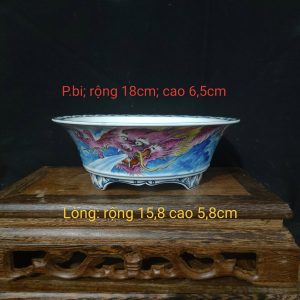 Bộ chậu tròn miệng loe, chế tác thủ công; họa tiết sinh động (T021)