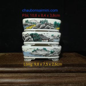 Mẫu chậu chữ nhật vẽ tay 4 mặt; size nhỏ CN017