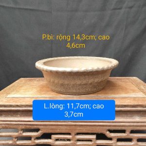 Chậu tử sa tròn thủ công; viền lượn sóng T033