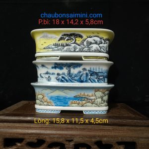 Bộ chậu chữ nhật vẽ tay phong cảnh 4 mặt CN012