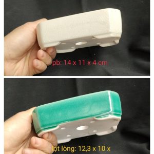 Chậu chữ nhật cạn phủ men rạn CN019