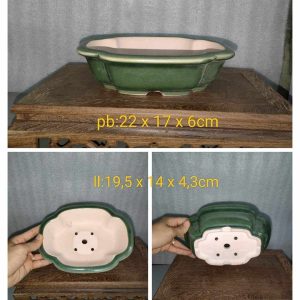 Chậu bầu dục, cốt gốm phủ men ngọc cổ kính; chế tác mô phỏng cánh hoa BD003