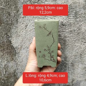 Chậu vuông, cao điêu khắc thủ công 4 mặt V012