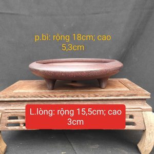 Chậu tròn cạn, 3 chân phong cách T030