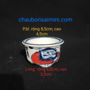 Chậu tròn vẽ tay; size nhỏ T037