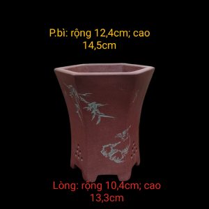 Chậu lục giác cát tím thủ công; miệng loe; size trung LG002