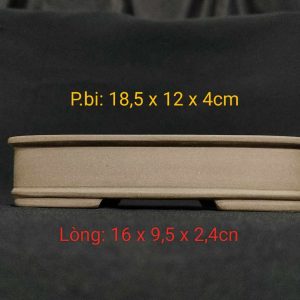 Chậu chữ nhật cạn, thủ công; màu xám CN005