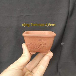 Chậu tử sa điêu khắc thủ công; chậu vuông size nhỏ V005