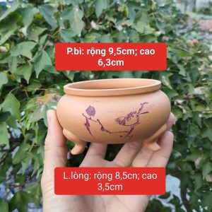 Chậu tròn lư hương, 3 chân phong cách T022