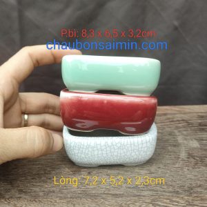 Bộ chậu chữ nhật phủ men; size nhỏ CN013