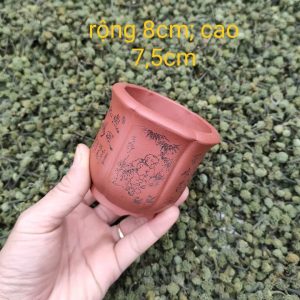 Chậu tử sa thủ công; chậu tròn cánh hoa T004