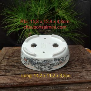 Chậu Oval tuyết sơn; họa tiết phong cảnh 4 mặt OV004