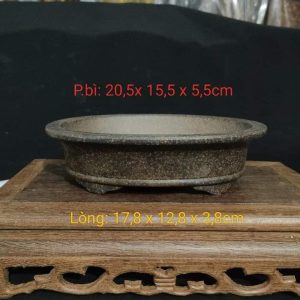 Chậu Oval cạn, chế tác thủ công; size tầm trung OV001