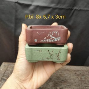 Chậu chữ nhật điêu khắc thủ công; size nhỏ CN011