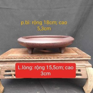 Chậu tử sa tròn, cạn, 3 chân phong cách T014