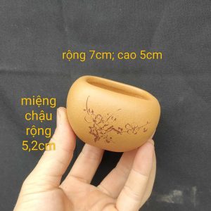 Chậu tử sa điêu khắc thủ công; giao thoa giữa mẫu vuông và tròn V021