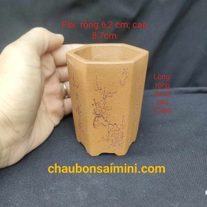 Chậu lục giác điêu khắc thủ công; size nhỏ LG007