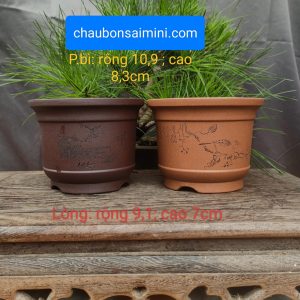 Chậu tròn điêu khắc thủ công; quặng thô nguyên bản T054