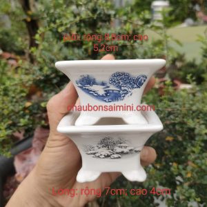 Chậu vuông tráng men chân quỳ; size nhỏ V032