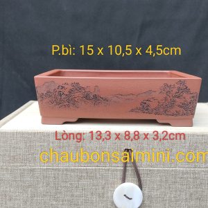 Chậu tử sa điêu khắc thủ công 4 mặt CN025