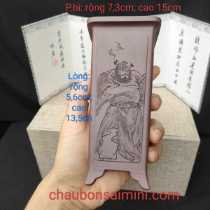 Chậu cát tím vuông, cao điêu khắc thủ công; quặng thô nguyên bản V037