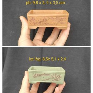 Chậu tử sa chữ nhật, điêu khắc thủ công CN033