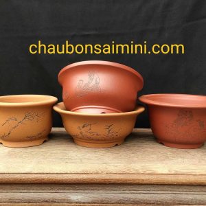 Bộ chậu tròn điêu khắc thủ công; gồm 4 mẫu B002