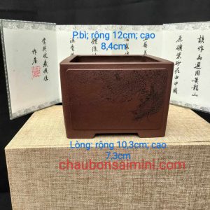 Chậu tử sa điêu khắc thủ công, quặng thô nguyên bản V045