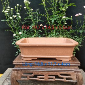 Chậu tử sa chữ nhật vát góc; size tầm trung; quặng thô nguyên bản (CN041)