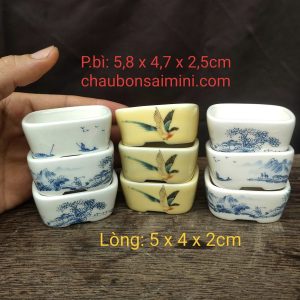 Chậu chữ nhật siêu mini phủ men (CN045)