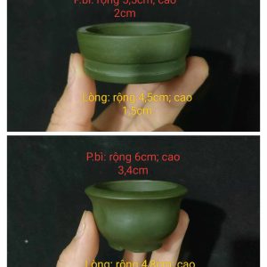 Bộ chậu tử sa siêu mini sắc bùn xanh lục (B010)