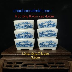 Chậu vuông men lam, cỡ nhỏ thích hợp bày nơi không gian nhỏ (V058)