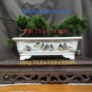 Chậu chữ nhật sắc màu tươi sáng; họa tiết sông núi (CN052)