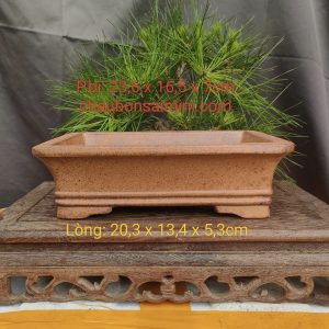 Chậu chữ nhật tử sa thủ công; sắc bùn gỉ sét cổ kính (CN053)