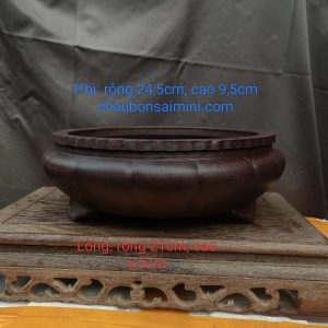 Chậu tử sa tròn quả bí; sắc bùn đỏ, hồng (T068)
