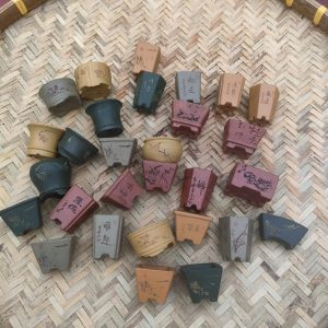 Bộ chậu tử sa siêu mini điêu khắc thủ công (B011)