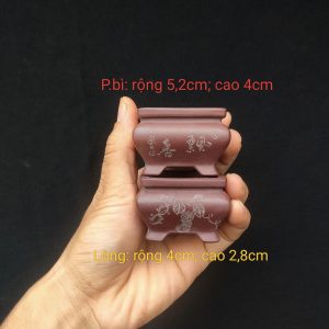 Chậu cát tím vuông siêu mini điêu khắc thủ công (V064)