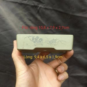 Bộ chậu chữ nhật cạn, điêu khắc thủ công, khoáng thô nguyên bản (CN091)