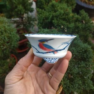 Bộ chậu tròn miệng loe; vẽ tay; họa tiết phong cảnh (T083)