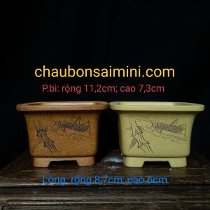 Chậu vuông điêu khắc thủ công 4 mặt; chậu thủ công, quặng thô nguyên bản (V055)