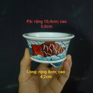 Chậu tròn miệng loe vẽ họa tiết cá Kình vượt biển (T085)